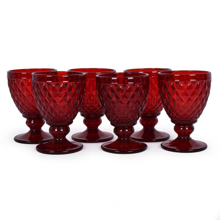 Набор из 6-ти рельефных бокалов красного цвета Toscana Maison - фото