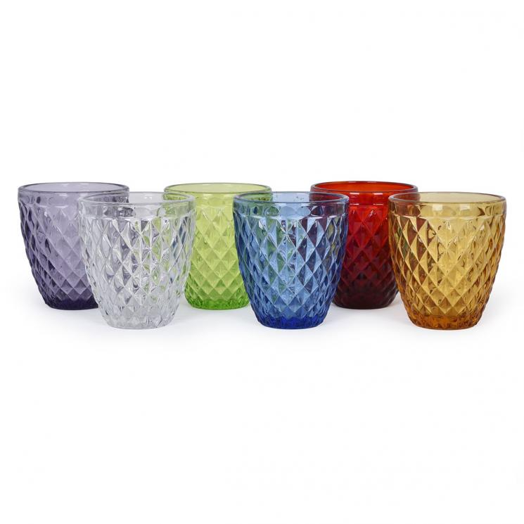 Набор разноцветных стаканов с рельефным рисунком Toscana Maison, 6 шт - фото
