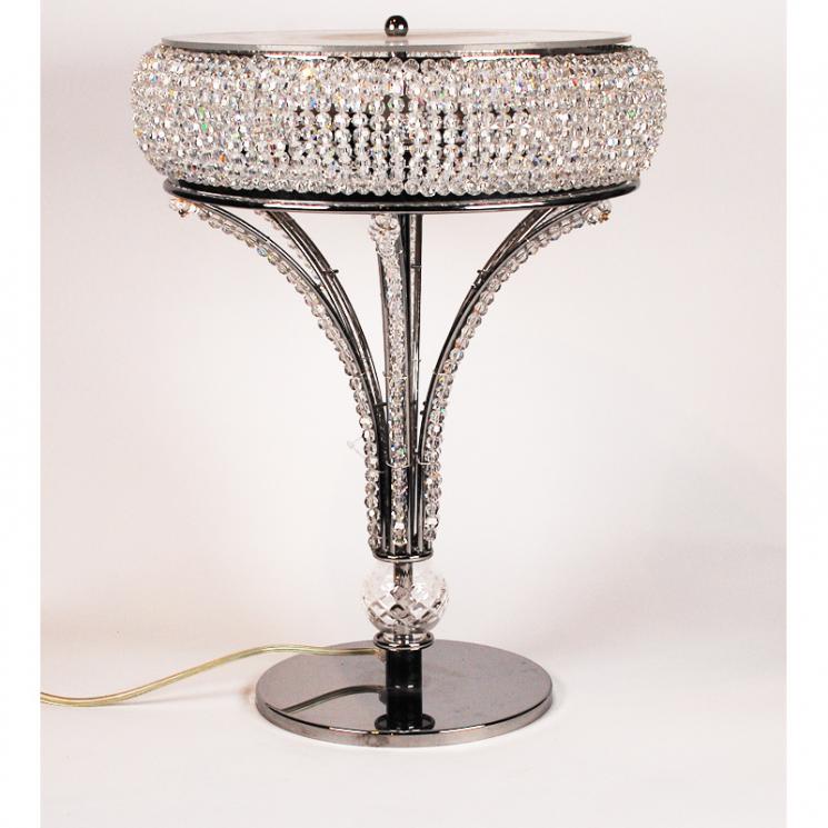 Настольная лампа металлическая со стеклянным декором - фото