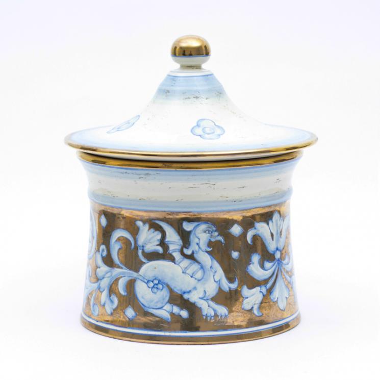 Керамическая шкатулка с изысканным орнаментом на позолоте Oro Antico L´Antica Deruta - фото