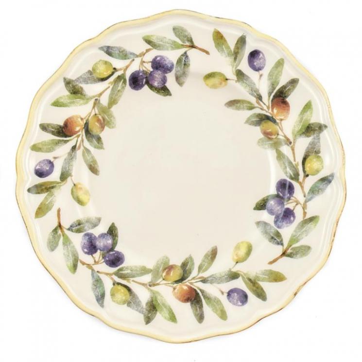 Десертная тарелка из керамики с растительным узором "Оливы и маслины" Villa Grazia - фото