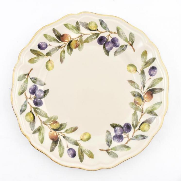 Обеденная тарелка из прочной огнеупорной керамики "Оливы и маслины" Villa Grazia - фото