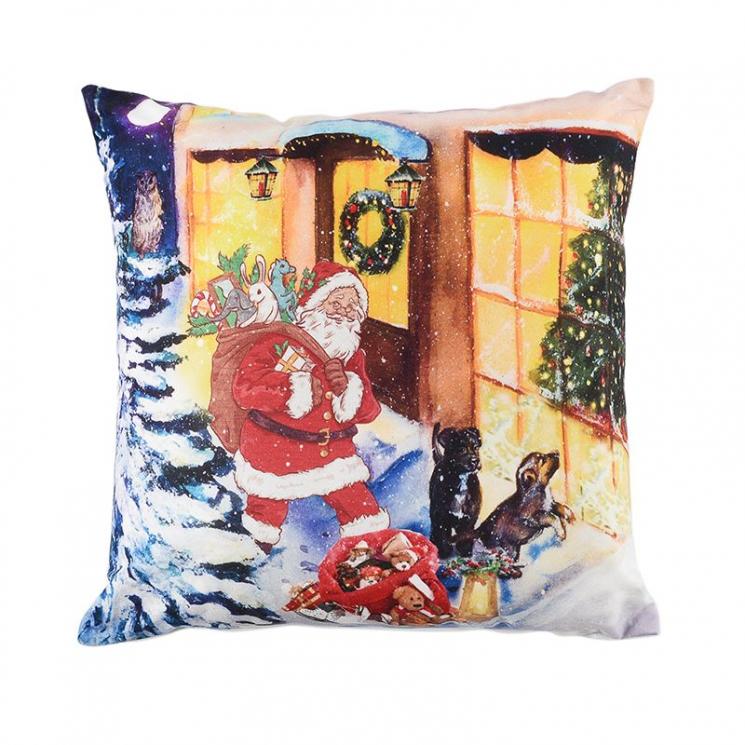 Новогодняя диванная подушка c LED-лампочками "Санта с подарками" Flash Centrotex - фото
