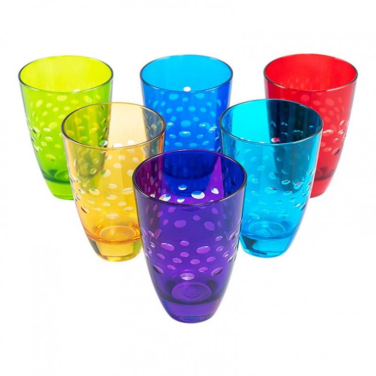 Набор из 6-ти разноцветных стаканов для напитков с оригинальным дизайном Diva Maison - фото