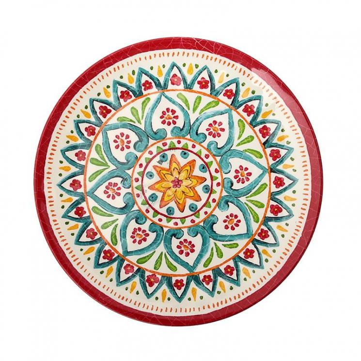 Тарелка десертная из ударопрочного меламина с ярким этничным орнаментом Maya Brandani - фото