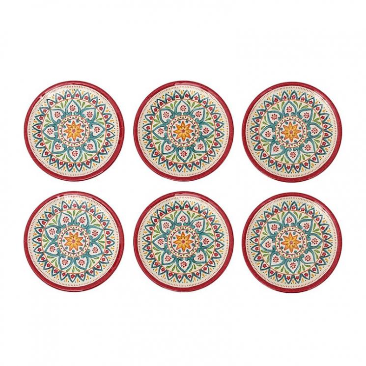 Комплект пирожковых тарелок из ударопрочного меламина с этническим узором Maya 6 шт. Brandani - фото