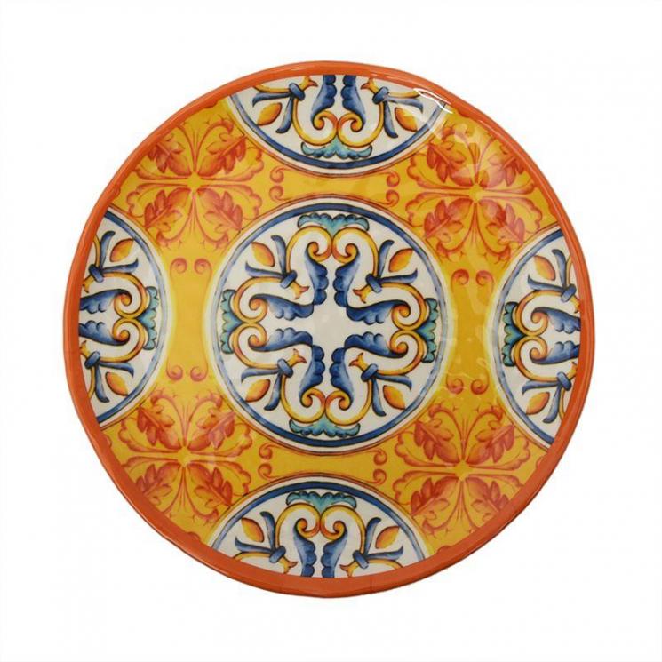 Обеденная тарелка из ударопрочного меламина с сине-оранжевым орнаментом Medicea Brandani - фото