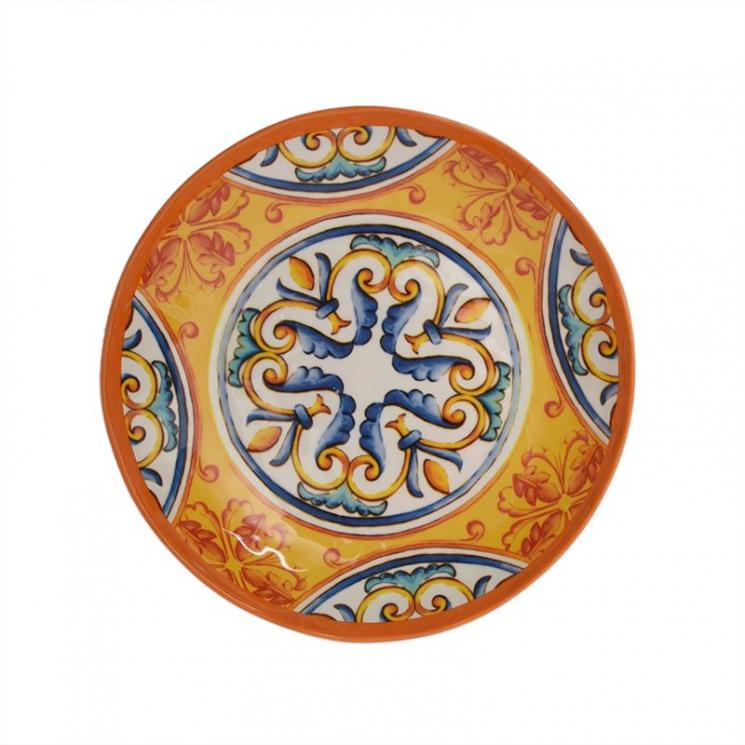 Суповая тарелка из небьющегося меламина с оранжево-синим орнаментом Medicea Brandani - фото