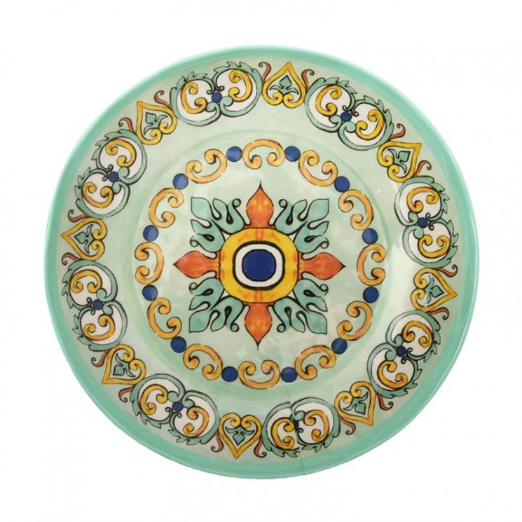 Суповая тарелка из небьющегося меламина с орнаментом в бирюзово-желтой палитре Medicea Brandani - фото