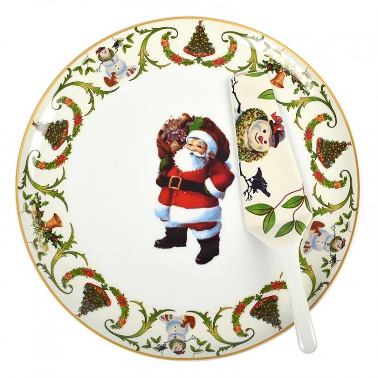 Тортовница с лопаткой с изображением Деда Мороза Christmas Maison - фото