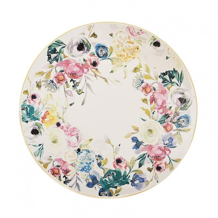Круглое большое блюдо из высокопрочной керамики с цветочным узором Paradise Brandani - фото
