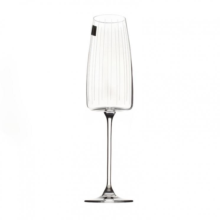 Набор прозрачных бокалов с рисунком из вертикальных полосок для шампанского Verre Maison, 6 шт - фото