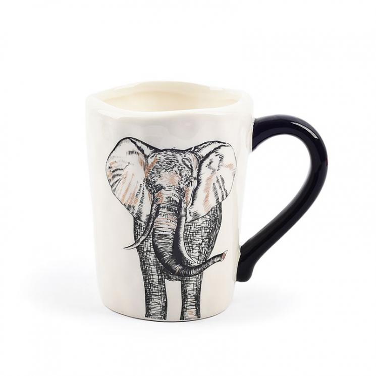 Высокая керамическая чашка с изображением африканского слона Masai Maison - фото