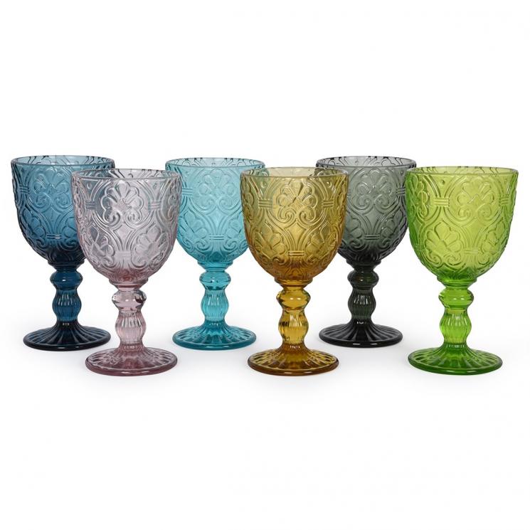 Набор из 6-ти разноцветных бокалов из структурированного стекла Corinto Maison - фото