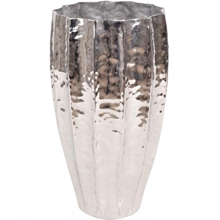 Высокая металлическая ваза с ребристой поверхностью Milano HOFF Interieur - фото