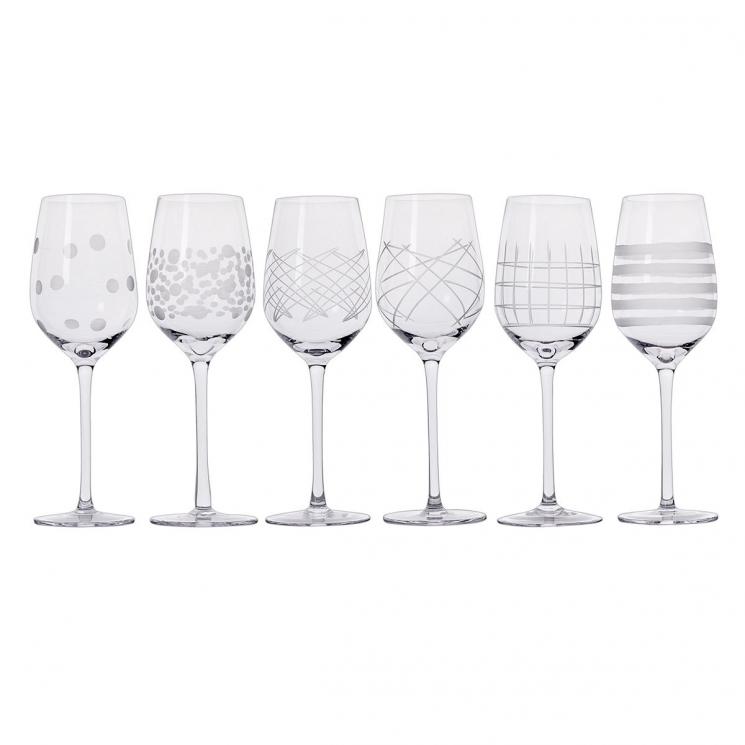 Набор прозрачных бокалов для вина с рисунком 6 шт. Calici Maison - фото