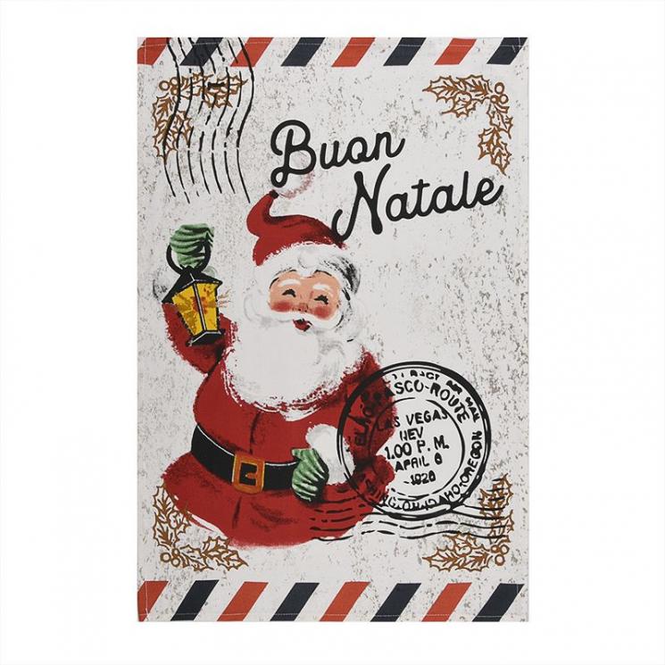 Полотенце из натурального хлопка с праздничным декором "Санта с фонарем" Candy Card Centrotex - фото