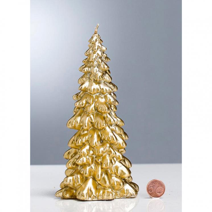 Высокая золотистая свеча в виде новогодней елочки EDG - фото