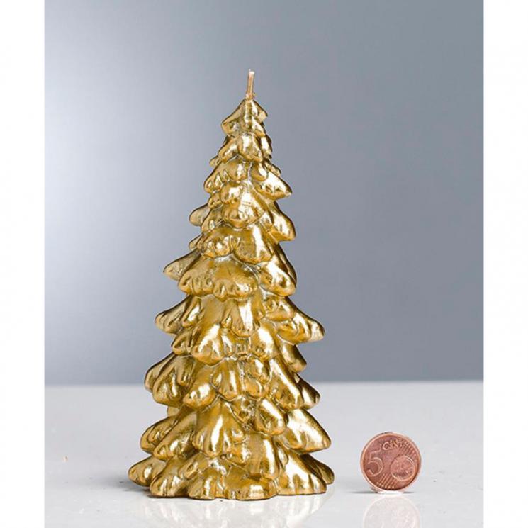 Свеча среднего размера в форме елочки золотистого цвета EDG - фото