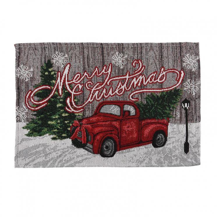 Гобеленовая салфетка с рождественским рисунком "Красная машина" Garland Centrotex - фото