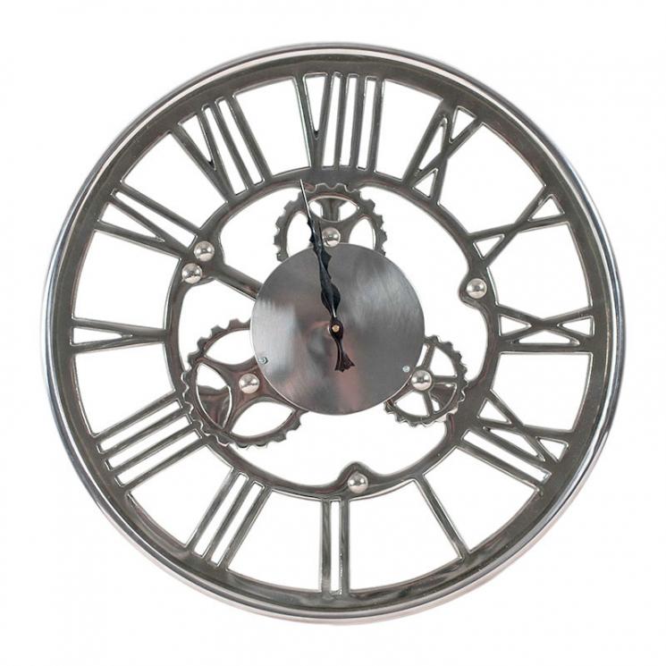 Круглые настенные часы-скелетон из хромированного металла Light and Living - фото