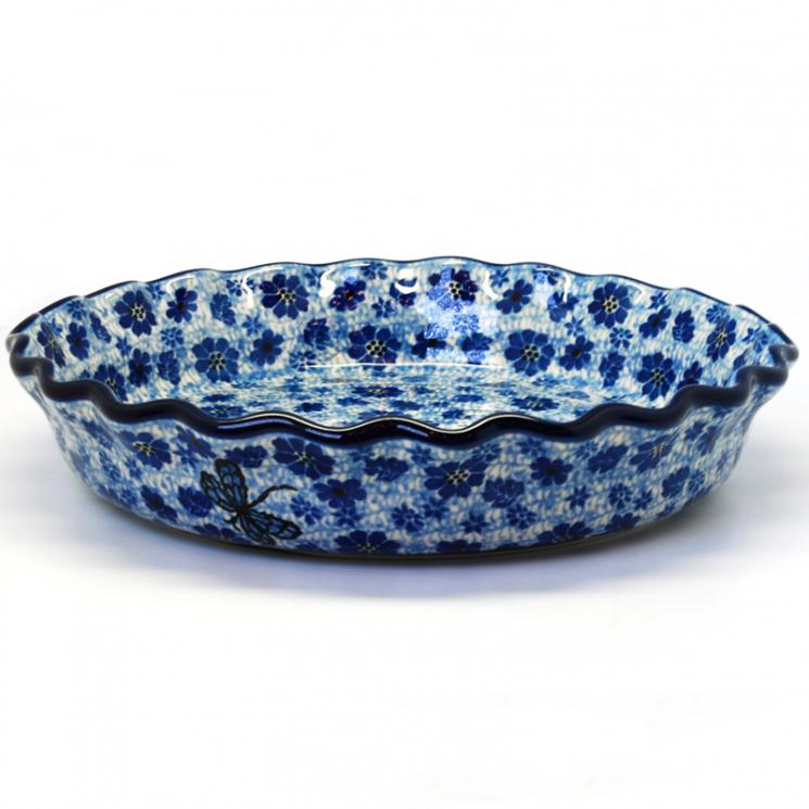 Синяя форма для запекания для пирога "Стрекоза" Керамика Артистична - фото