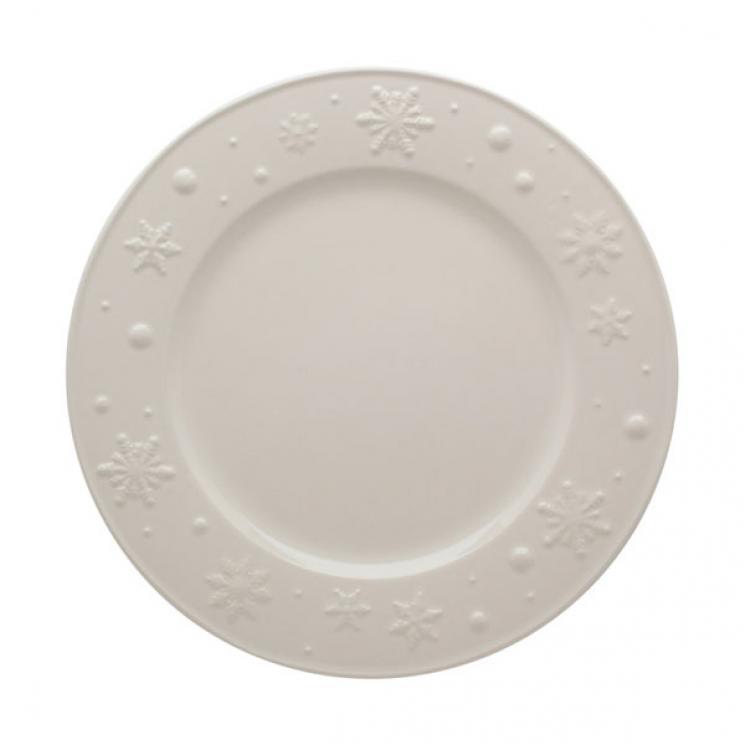 Тарелка обеденная белая с выпуклым рисунком "Снежинки" Bordallo - фото