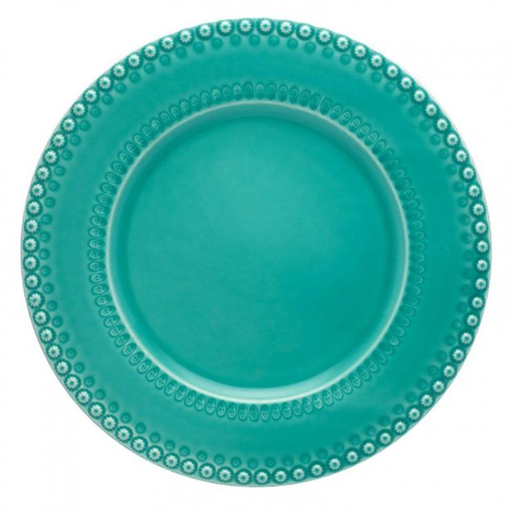 Подставная бирюзовая тарелка из майолики с рельефным декором "Фантазия" Bordallo - фото