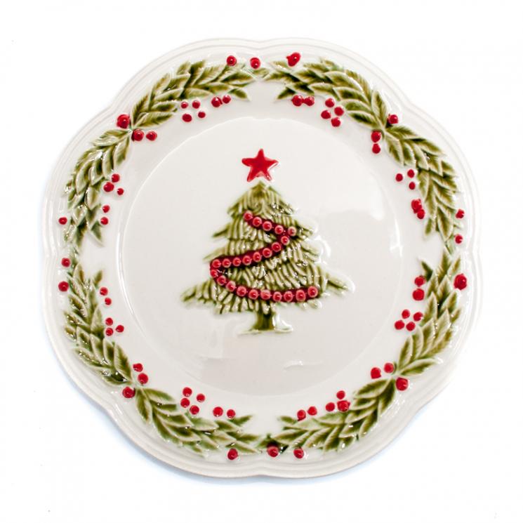 Тарелка десертная белая с рельефным узором "Рождество" Bordallo - фото