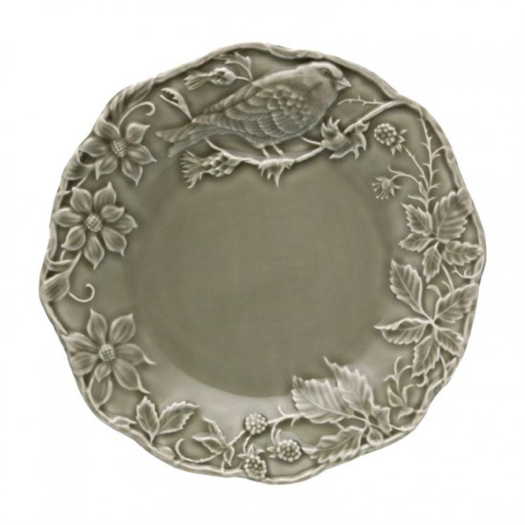 Тарелка из плотной майолики оливкового цвета "Артишок и птица" Bordallo - фото