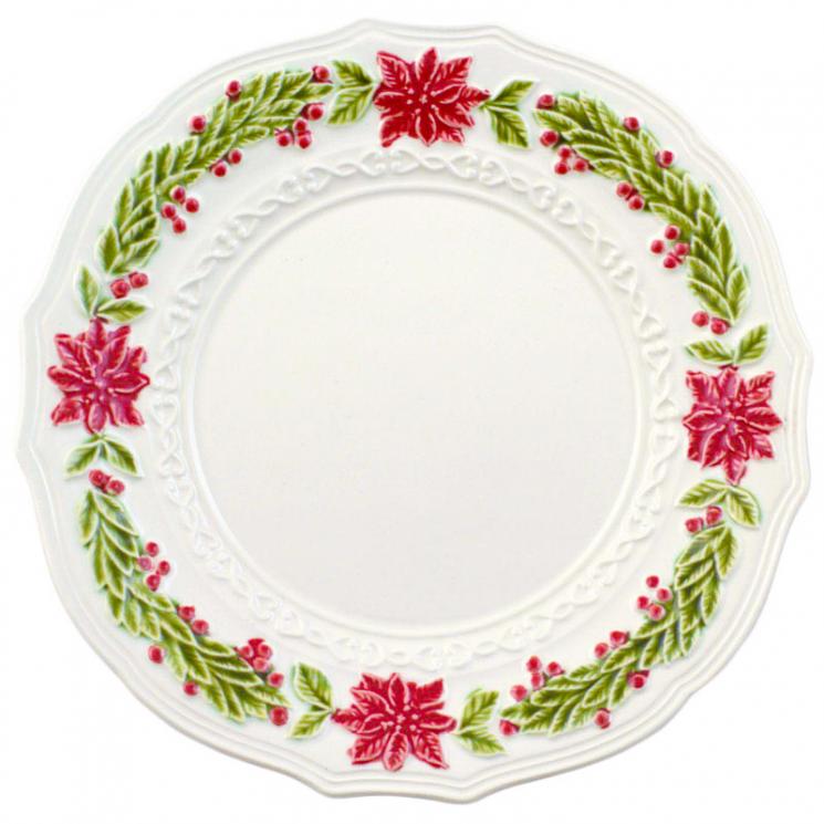 Тарелка обеденная керамическая с рельефным узором "Рождество" Bordallo - фото
