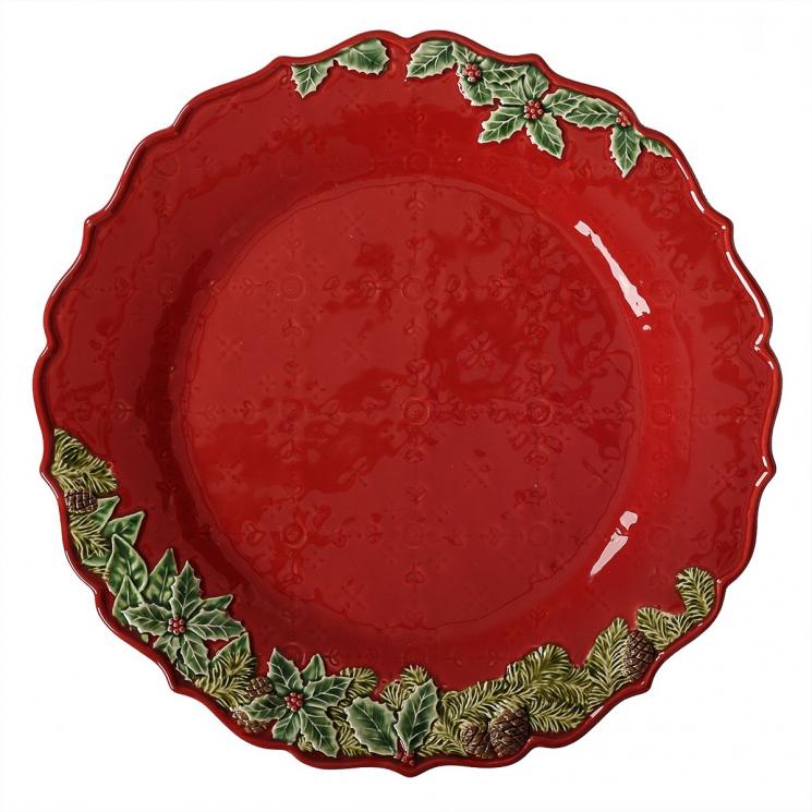 Блюдо красное с волнистым краем "Рождественская гирлянда" Bordallo - фото