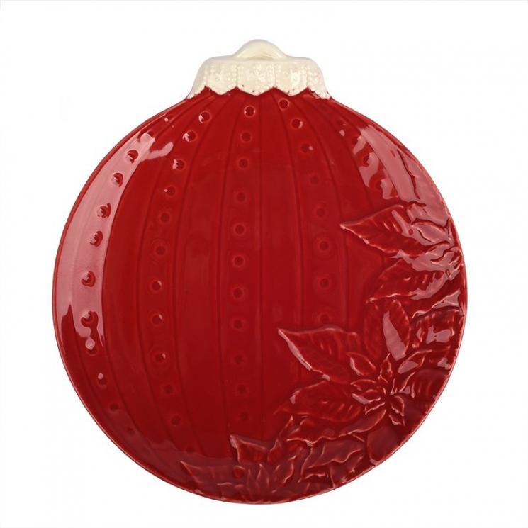 Красная десертная тарелка в форме елочной игрушки "Новогоднее чудо" Bordallo - фото
