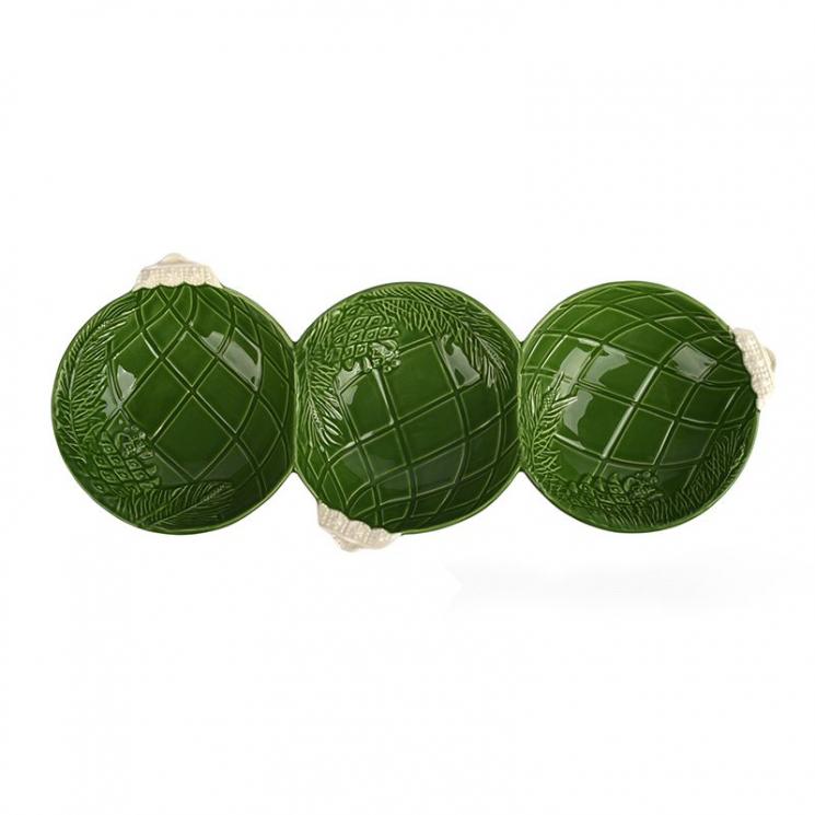Зеленая менажница на 3 секции в форме елочных игрушек "Новогоднее чудо" Bordallo - фото