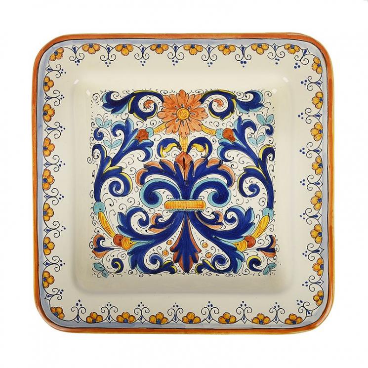 Декоративная керамическая тарелка с цветочным орнаментом L´Antica Deruta - фото