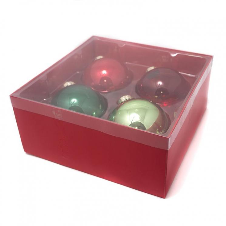 Новогодний комплект красных и зеленых ёлочных шаров EDG - фото