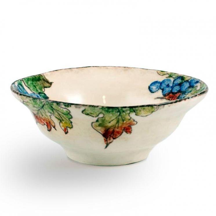 Суповая тарелка из прочной керамики с фруктовым орнаментом "Виноград" Bizzirri - фото