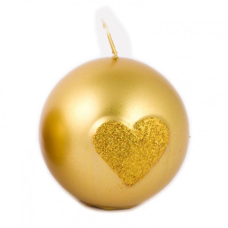 Свеча золотистая в форме шара "Сердечко" Mercury - фото