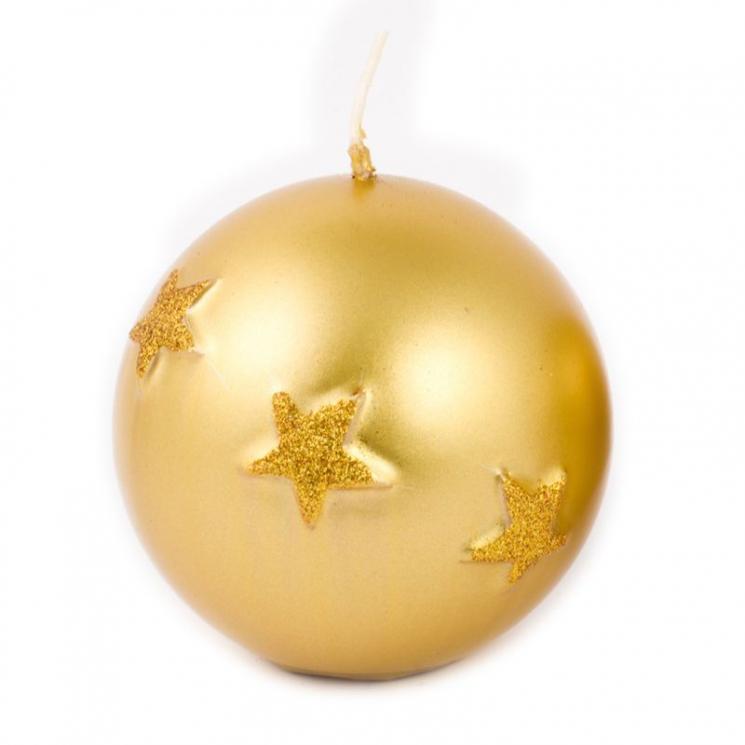 Свеча золотого цвета в форме шара "Звездочки" Mercury - фото