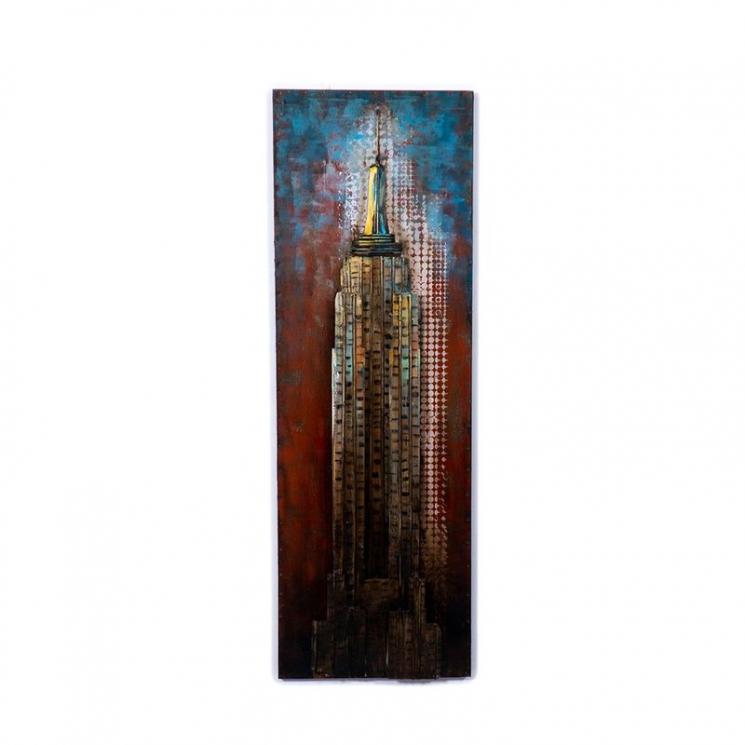 Металлическая картина "Эмпайр-стейт-билдинг" в ретро стиле Loft Clocks & Co - фото