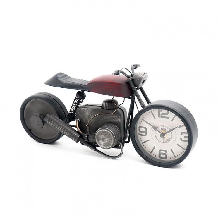 Современные настольные часы в виде мотоцикла в стиле стимпанк Red Bike Loft Clocks & Co - фото