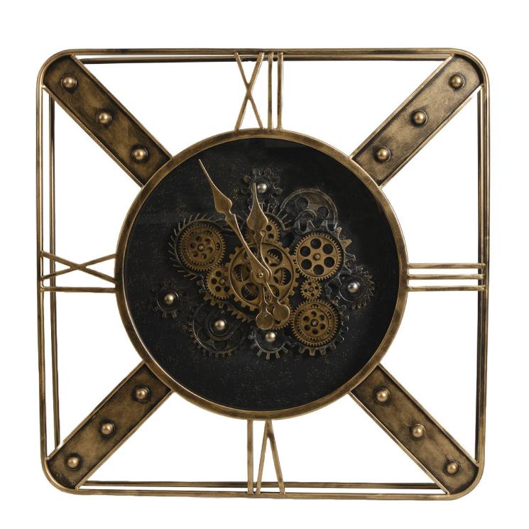 Квадратные металлические настенные часы в стиле стимпанк CadrAven - фото