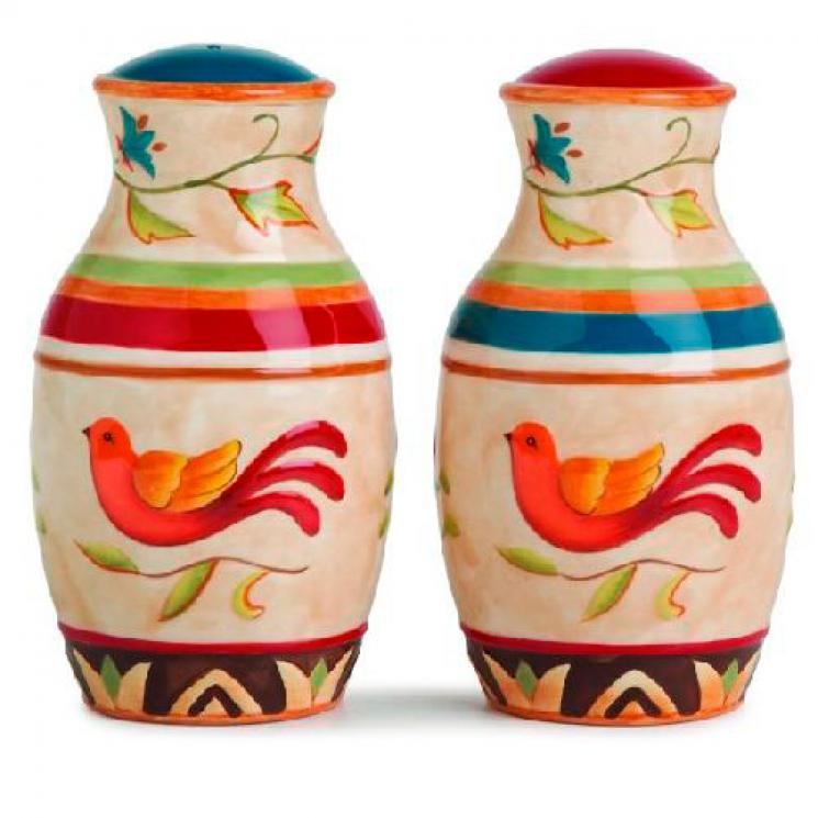 Керамический набор для соли и перца с рисунком птиц и цветов "Бабье лето" Fitz and Floyd - фото