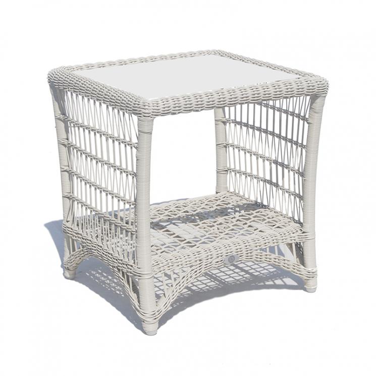 Белый приставной столик с плетением из техноротанга Arena Skyline Design - фото