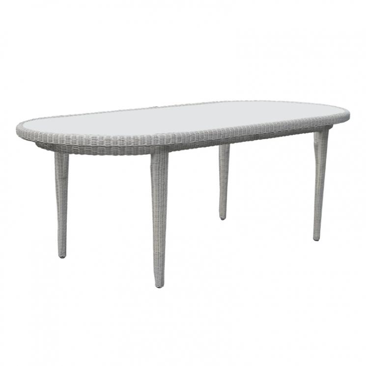 Обеденный овальный стол из белого искусственного ротанга Arena Skyline Design - фото
