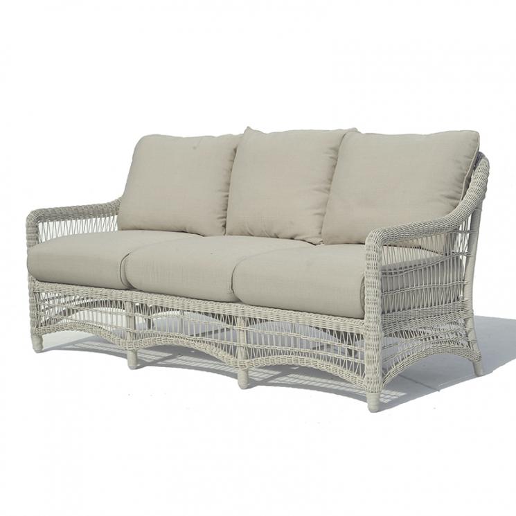 Белый 3-местный диван с плетением из искусственного ротанга Arena Skyline Design - фото