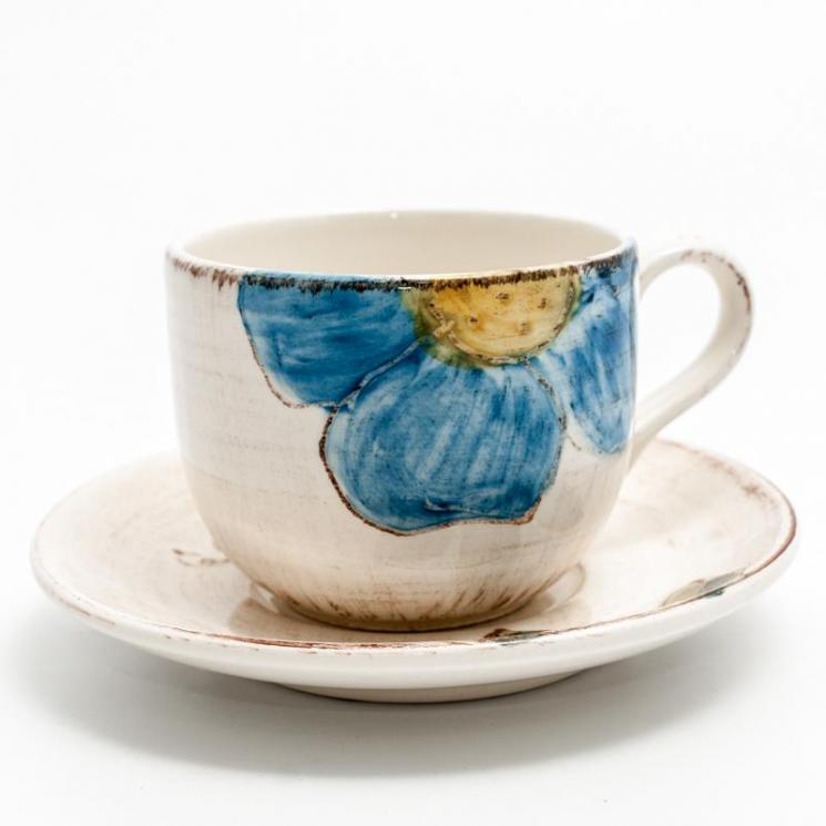 Чайная чашка с блюдцем из керамики ручной работы Portofino Bizzirri - фото