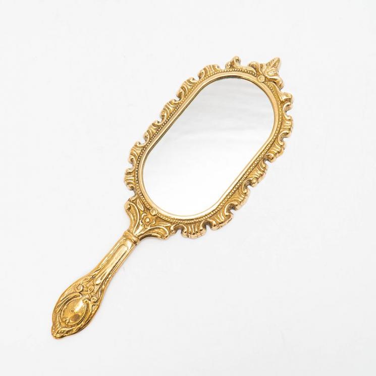 Металлическое винтажное зеркальце в золотом цвете Alberti Livio - фото