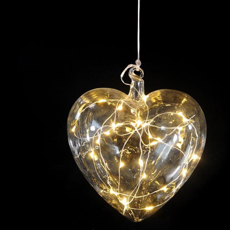 Новогодний декор с LED-подсветкой желтого цвета "Сердце" - фото