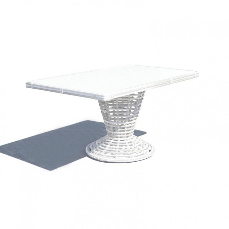 Стол обеденный прямоугольный из белого искусственного ротанга Sparta Skyline Design - фото